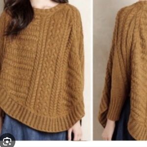 Angel Of The North Anthropology Olive Cable Knit Poncho Size M